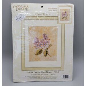 Lilac On Cracked Linen Picture Embellished Cross Stitch Kit Candamar Designs